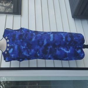 Michael Kors Blue Gommet Neckline Sleeveless Sheeth Dress